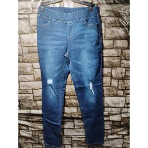 Jvini Blue Denim Stretch Skinny Elastic Waist Pull On Jeggings/Jeans Size Medium